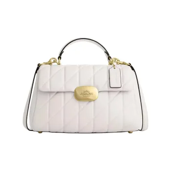COACH Eliza Nappa Leather One Shoulder Handbag Tubas Women's Gold & Chalk