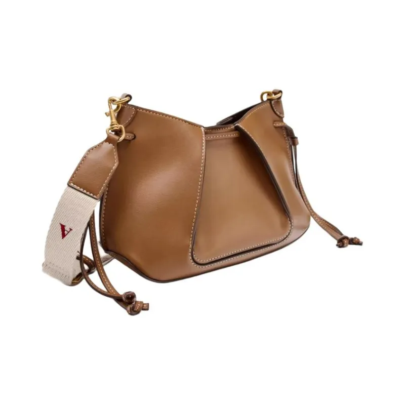 ZARA PU Crossbody Bag Mini Women's Dark Brown Yellow-8