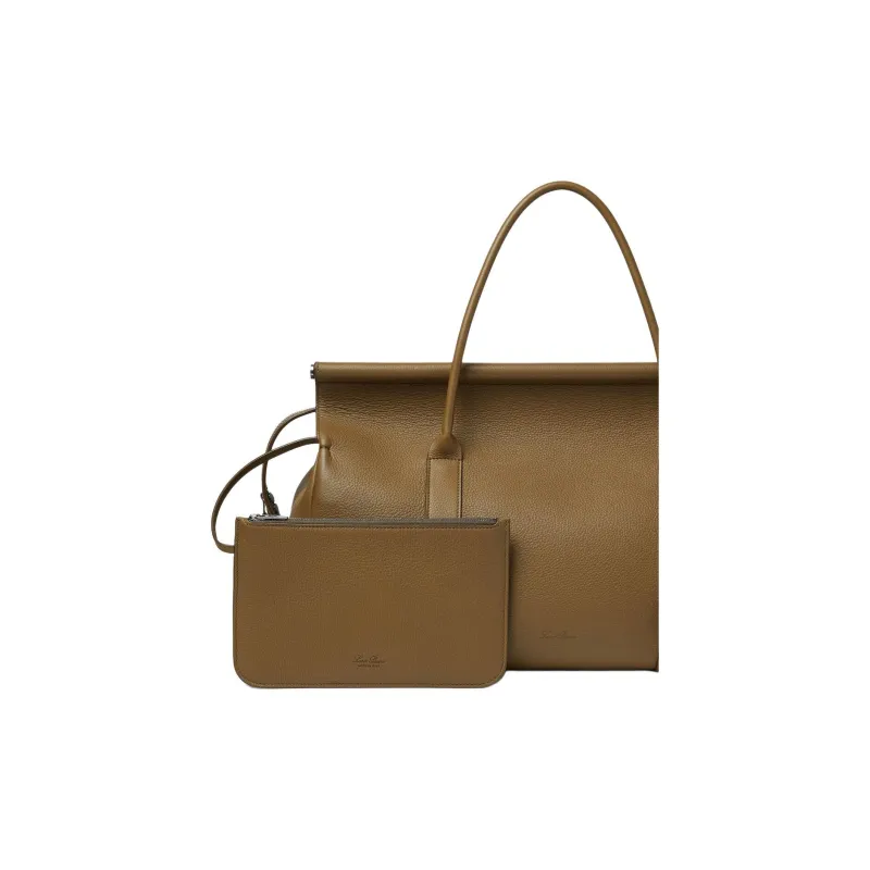 Loro Piana Cow Leather Shoulder Bag Crossbody Bag Handbag Women's Salted Caper Color-6