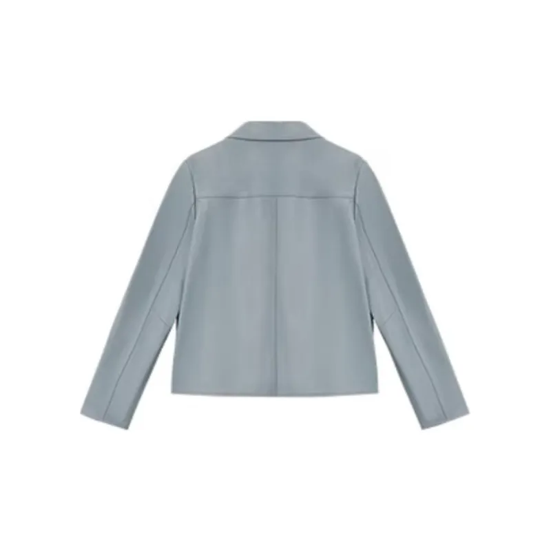 Yiner Leather Jacket Women's Slate Blue-1