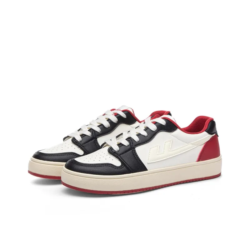 Warrior Anti Slip And Wear Resistant Lightweight Low Top Skateboard Shoes Unisex White Black Red-2