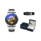 Shiny Silver, Steel Band[High-End Blue Leather Box+Genuine Leather Strap]