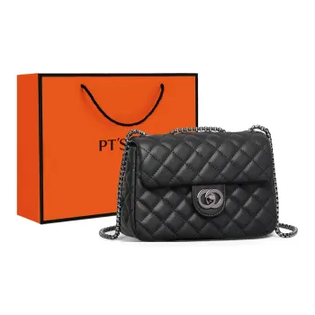 PT'SON Cow Leather Small Square Bag Shoulder Bag Crossbody Bag Regular Women's White/Black