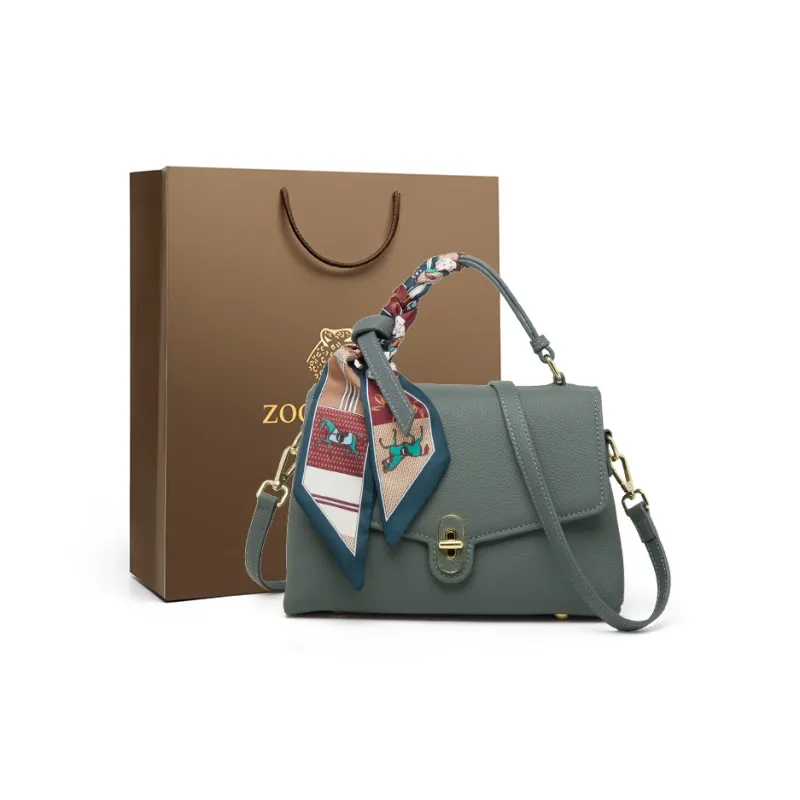 ZOOLER Top Grain Cow Leather Handbag, Shoulder Bag Regular Women's Pearl Blue-0