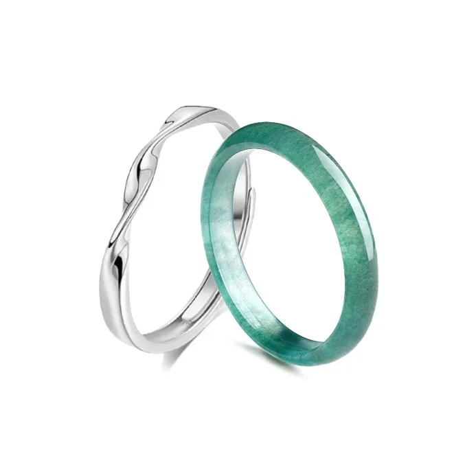 QIXIANG Ice Glutinous Jadeite Rings Unisex-0
