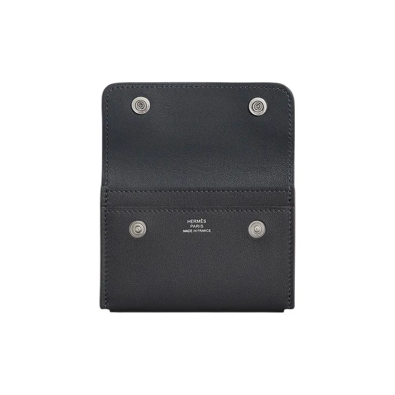 HERMES Hermèsnap Swift Leather Card Holder Women's 85 Ardoise Slate Gray-1