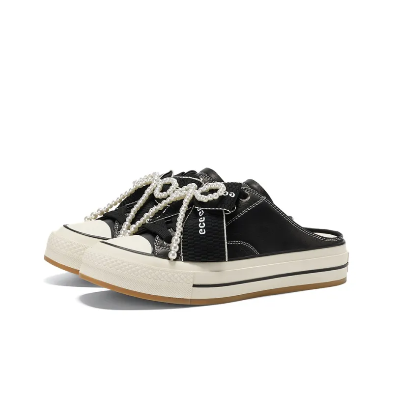 GG CC Skateboard Shoes Women's Low Top Black/Ecru-2