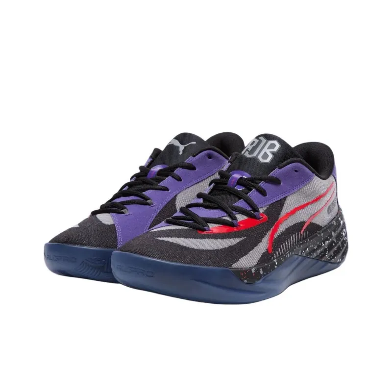 RJ Barrett x PUMA All Pro Nitro Anti Slip Wear Resistant Low Top Basketball Shoes Men's Black Purple-2