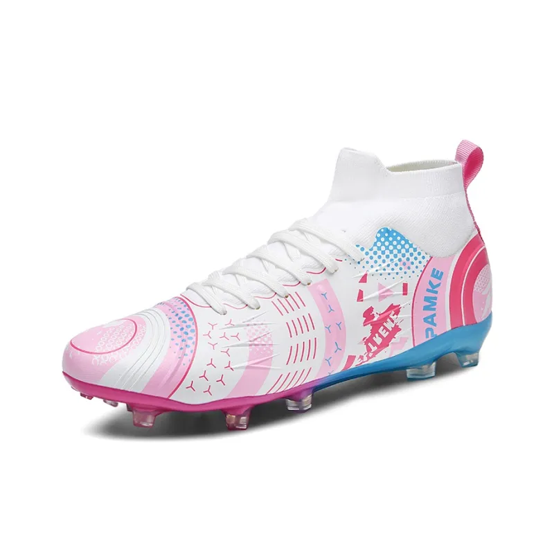 PANKE Soccer Shoes Unisex High Top White Pink Blue/White Dark Blue/White Purple Rose-1