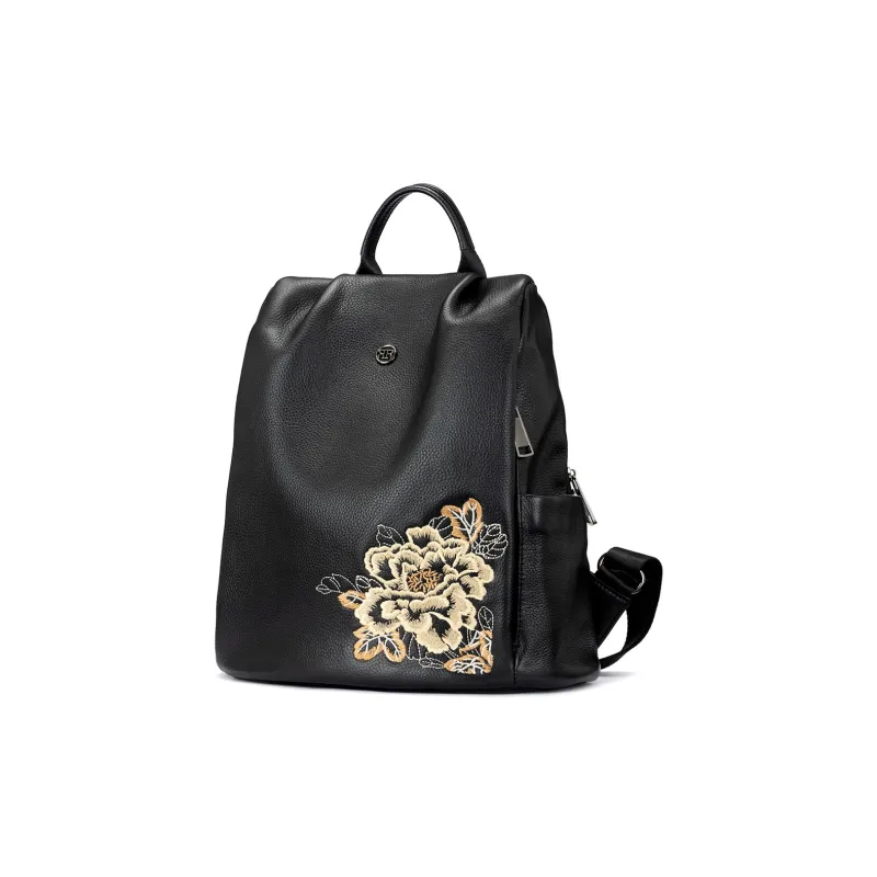 ROBERTA DI CAMERINO Cow Leather Business Backpack Tubas Unisex Classic Black/Elegant Gray-1