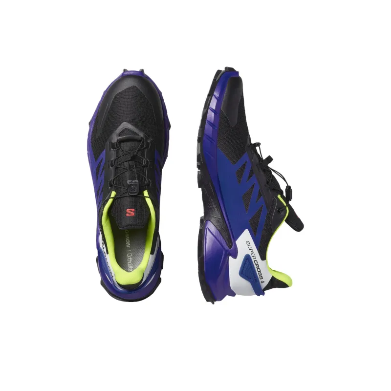 SALOMON Supercross 4 Cushioned Slip Resistant Low Top Running Shoes Men's Black Blue-1