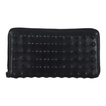 MCM Cow Leather Clutch Wallet Women's Black