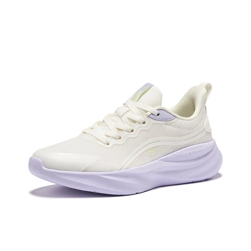 Erke Cushioning Breathable Rebound Low Top Casual Running Shoes Women's Pale Lilac With Microcrystalline White-2