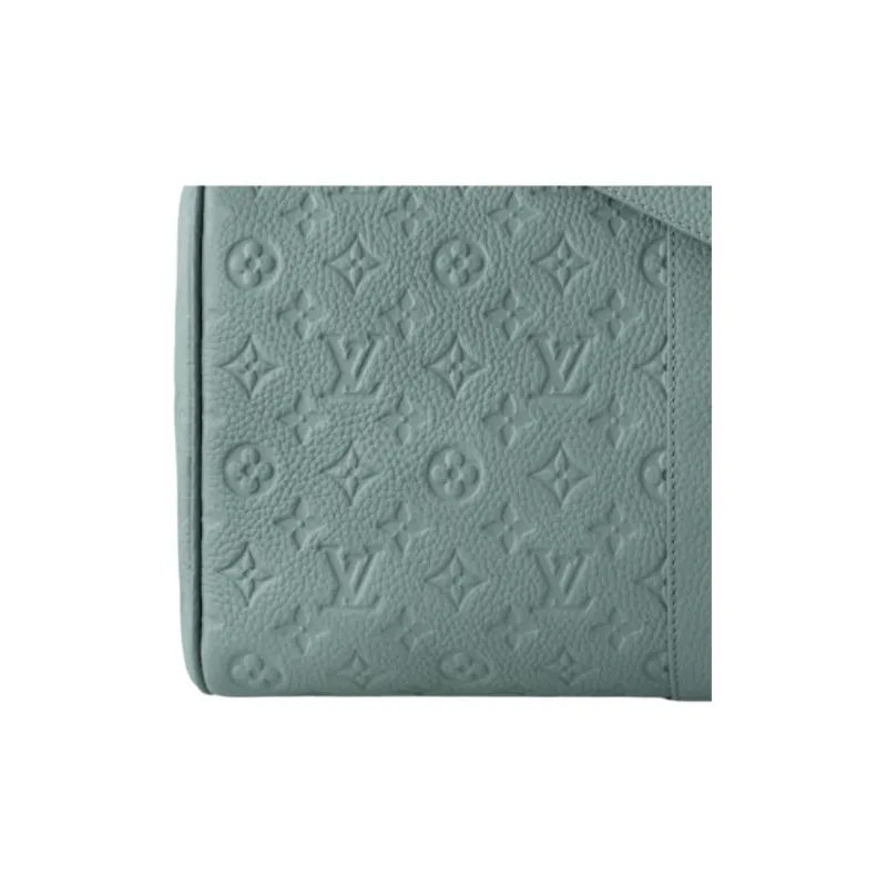 LOUIS VUITTON Keepall Taurillon Cow Leather Travel Bag Unisex Aqua Green-4