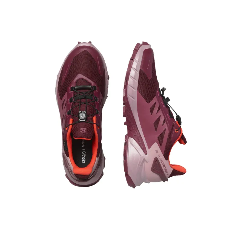 SALOMON Supercross 4 Cushioning Slip Resistant Low Top Running Shoes Women's Burgundy-1