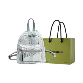 Bansusu Denim Crossbody Backpack Women's Black/Light Blue/Dark Blue