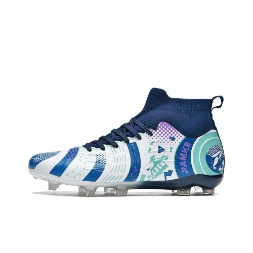 PANKE Soccer Shoes Unisex High Top White Dark Blue