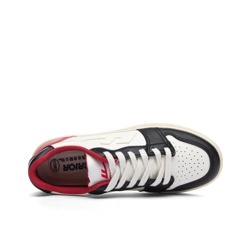 Warrior Anti Slip And Wear Resistant Lightweight Low Top Skateboard Shoes Unisex White Black Red-3