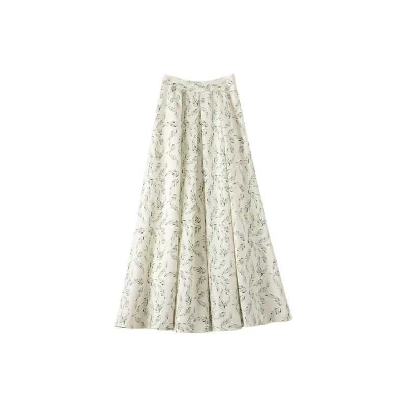 Late White Casual Long Skirt Women's Multicolor-2