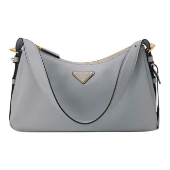 PRADA Aimee Cow Leather Shoulder Bag Medium Size Women's Haze Blue