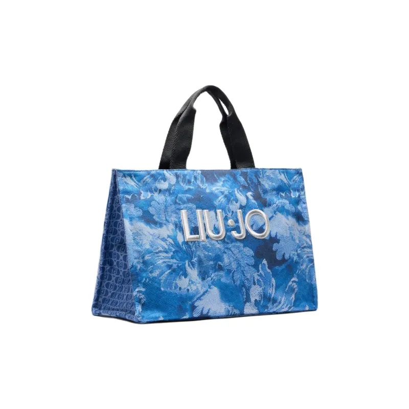 LIU·JO Cotton Tote Bag, Shopping Bag, Shoulder Bag, Handbag Women's Blue-1