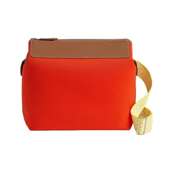 HERMES R.M.S Canvas With Regate Calfskin Shoulder Bag Women's Mechanical Orange