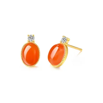 LAOMIAO Southern Red Agate Stud Earrings Women's