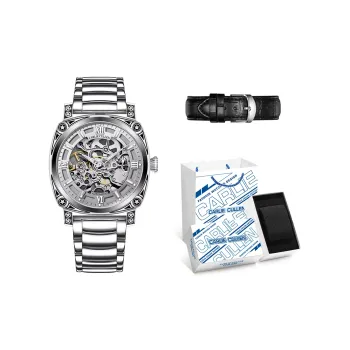CARLIECULLEN Automatic Mechanical Movement Stainless Steel Watchband Watch Men's Watches Gray Dial