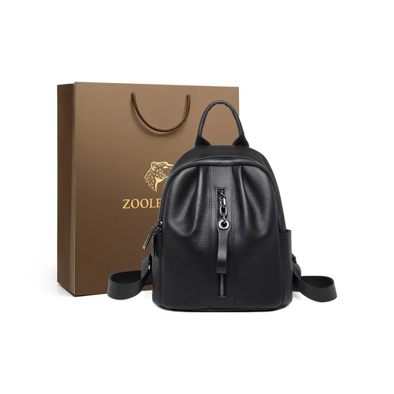 ZOOLER Top Grain Cow Leather Backpack Regular Women's Khaki/Black/Smoke Gray-6