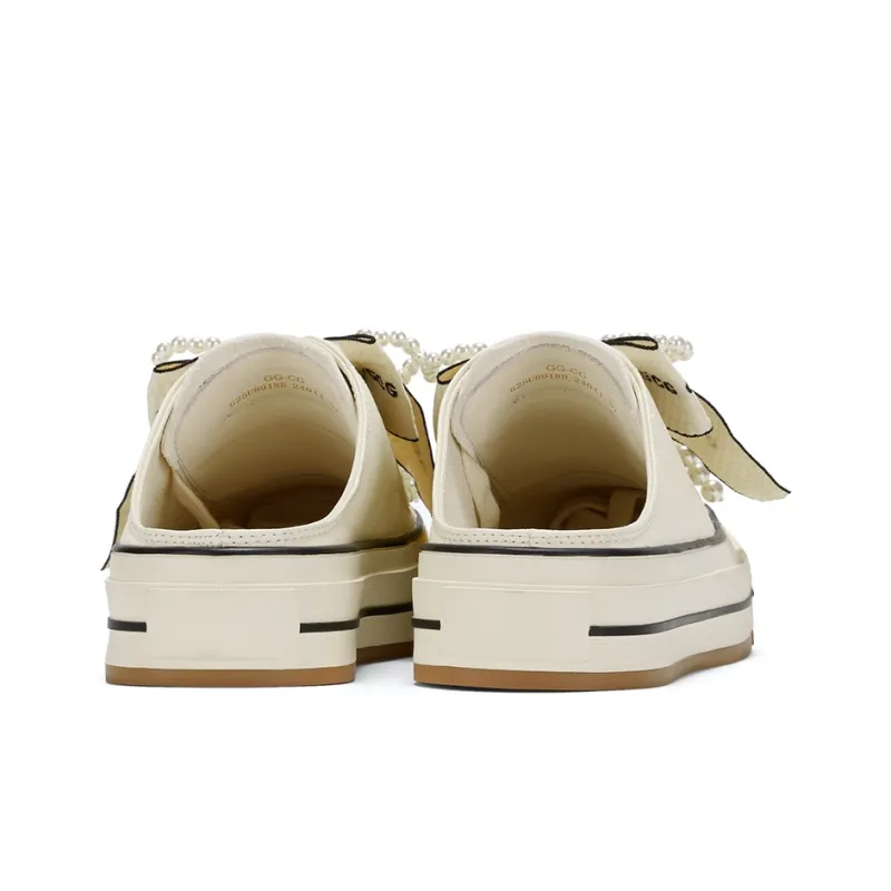 GG CC Skateboard Shoes Women's Low Top Black/Ecru-10