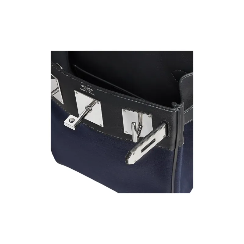 HERMES Hac A Dos Bivouac CanvasSwift Calfskin Sling Bag Small Size Men's Marine Blue & Navy Blue-3