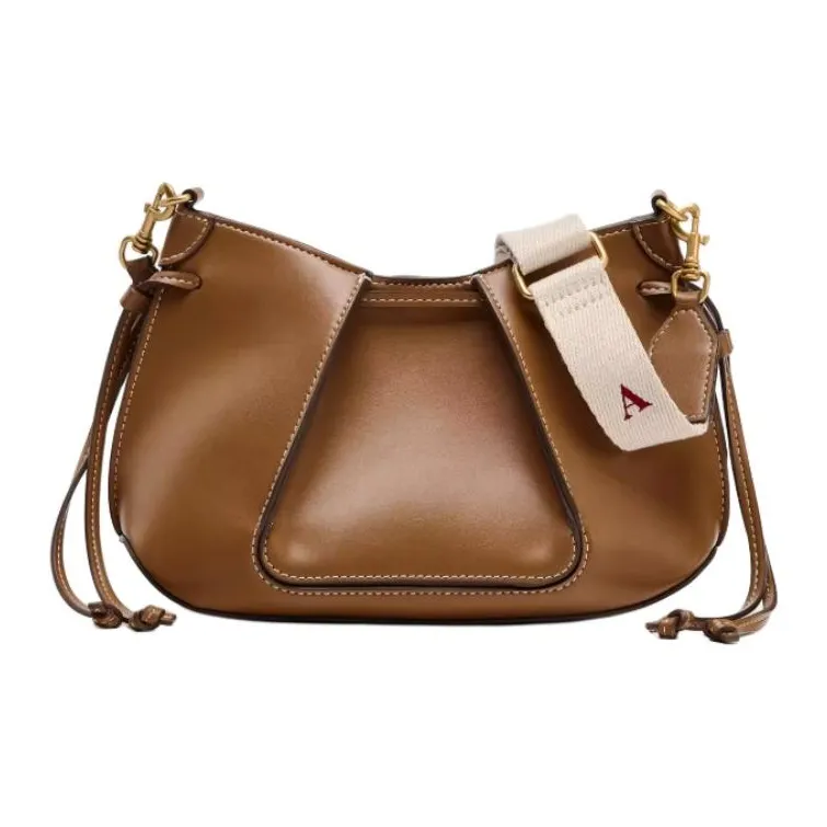 ZARA PU Crossbody Bag Mini Women's Dark Brown Yellow-5