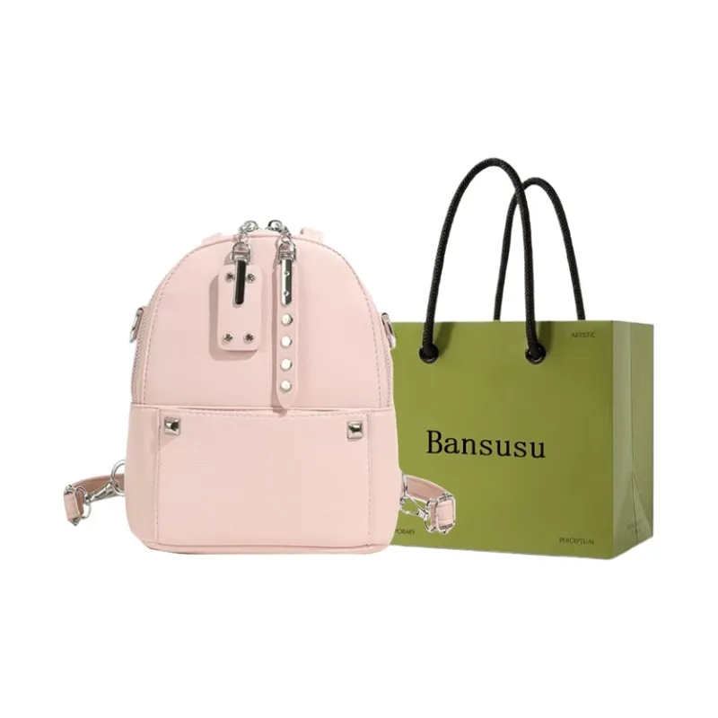 Bansusu PU Backpack Regular Women's Ecru/Pink/Black-6