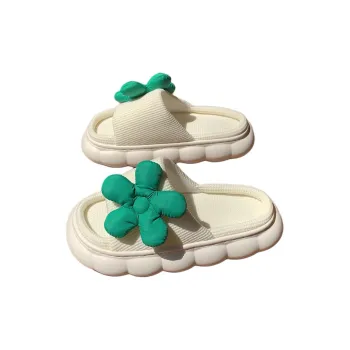 Thin Strips Cotton Linen Blend Slippers Women's, White
