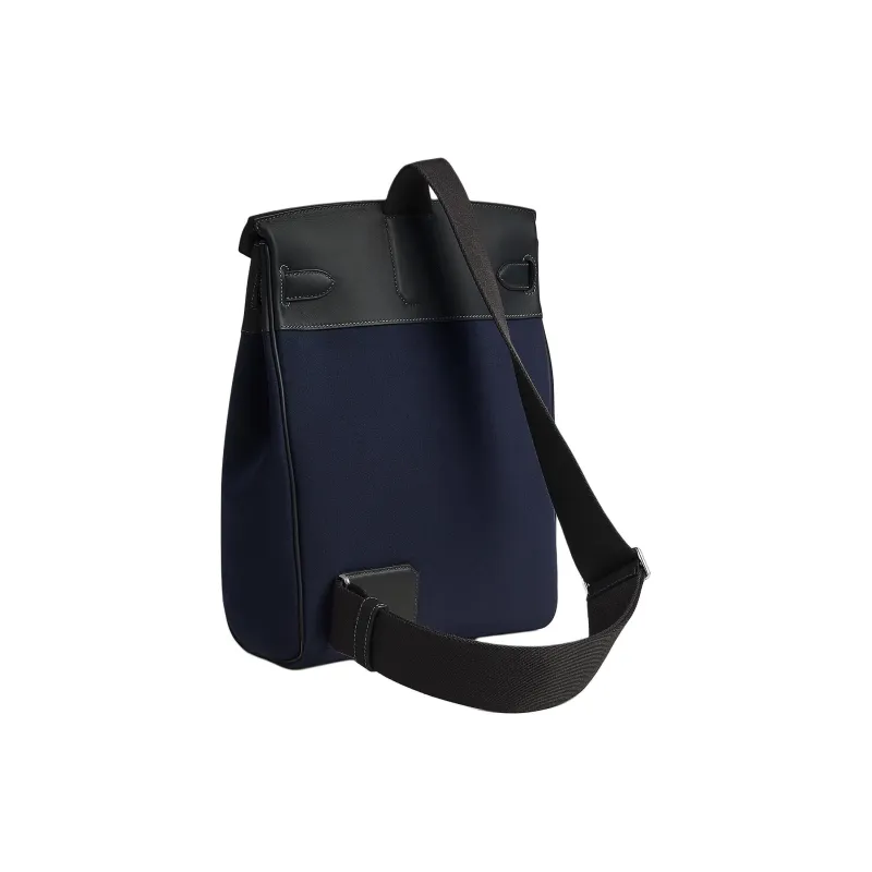 HERMES Hac A Dos Woolycot Canvas With Swift Calfskin Sling Bag Men's Ocean Blue-2