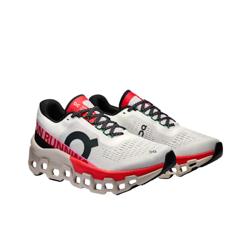 On Women's CloudmOnster 2 'Ivory Silver Red' Women's-2