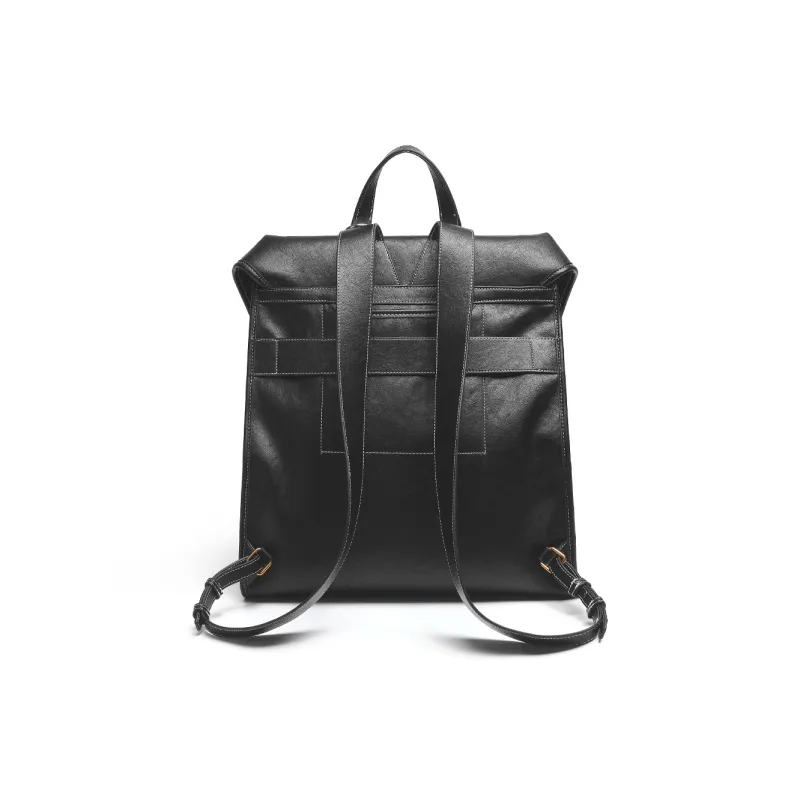 Mulinsen Polyurethane Patchwork With Cow Leather Backpack Large Size Unisex Light Coffee-12