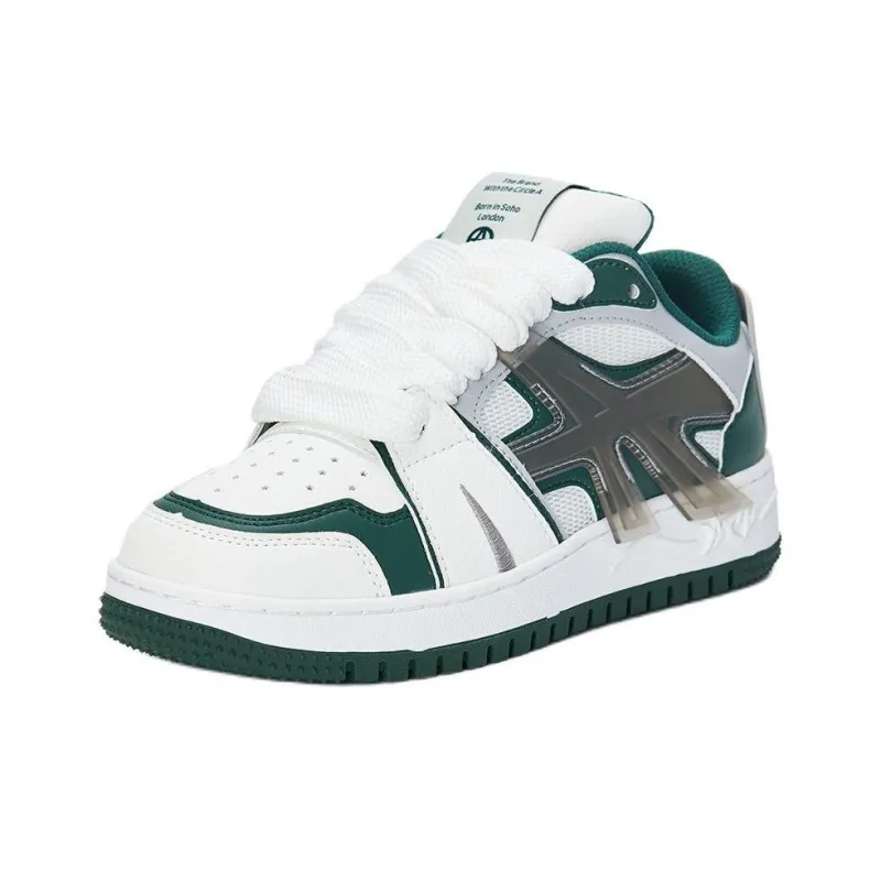 Acupuncture LOLA SNEAK Slip-Resistant Low-Top Skateboard Shoes Unisex White Green-1