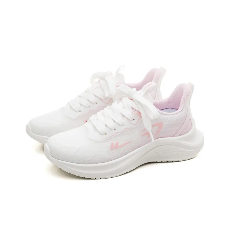 Warrior Breathable Lightweight Low Top Casual Training Long Distance Running Running Shoes Women's White Cherry Pink-2