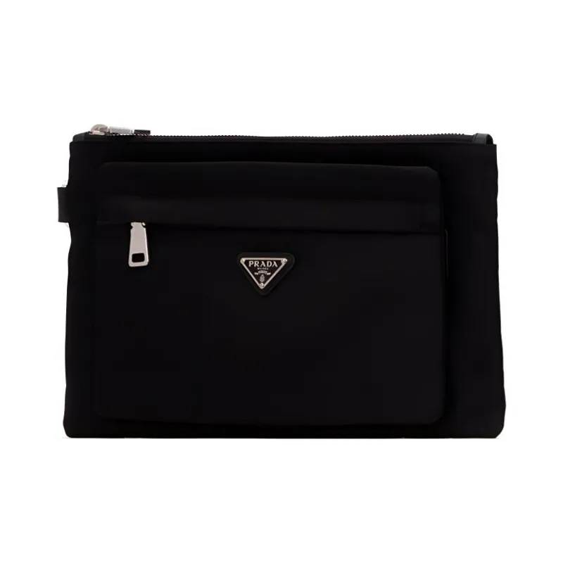 PRADA Leather Clutch Men's Black-1