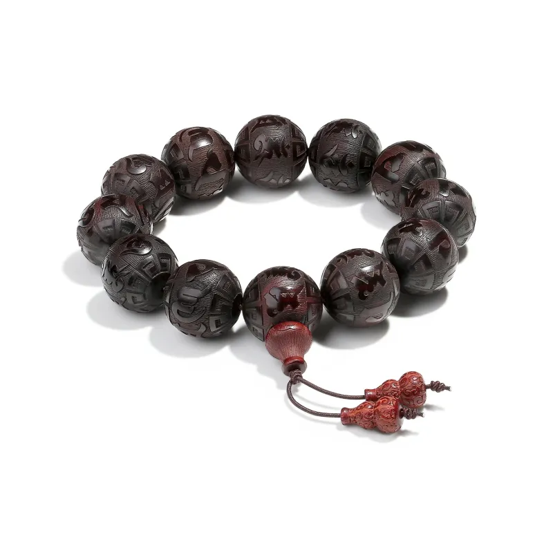 PUTUOSHANWENCHUANG Small Leaf Red Sandalwood Bracelets Unisex-3