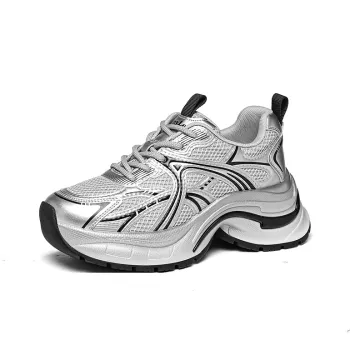 Golden Silk Rabbit Cushioning Anti Slip And Wear Resistant Height Increasing Low Top Chunky Sneakers Women's
