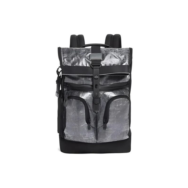 TUMI Nylon Fabric Backpack Unisex Black White-0