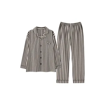 XIAFENYAN Pajama Set Men's Black Beige