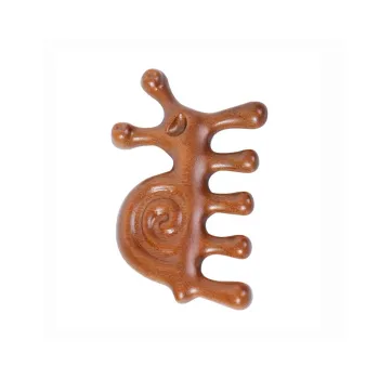 XIBI Acupuncture Comb Snail Eyes Multifunctional Household Thickened Solid Wood Carving Golden Sandalwood Massage Head