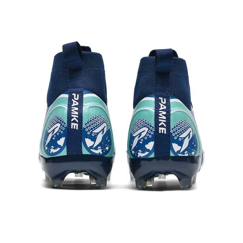 PANKE Soccer Shoes Unisex High Top White Dark Blue-4