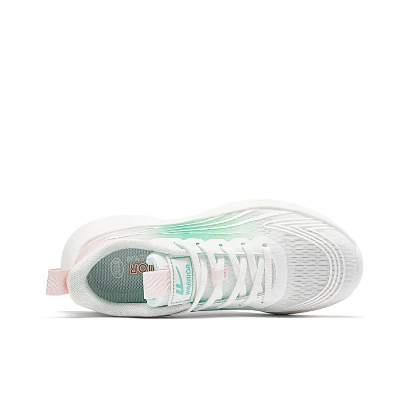 Warrior Cushioning Lightweight Breathable Quick Dry Low Top Running Shoes Women's Pink Green White-3