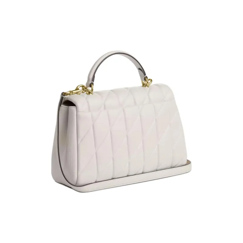 COACH Eliza Nappa Leather One Shoulder Handbag Tubas Women's Gold & Chalk-1