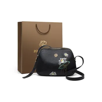 ZOOLER Top Grain Cow Leather Crossbody Bag Trumpets Women's Black