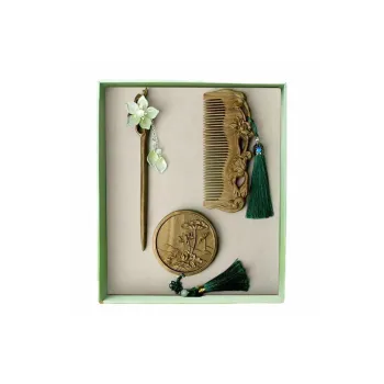 XIBI High-Value Green Sandalwood Women's Wooden Comb Practical Comb Hairpin Massage Head